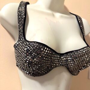 ⭐️SALE⭐️🪩Disco Ball 🪩 Mirrored Glitter Bra Top size 38C Get Festival  Ready👯‍♀️
